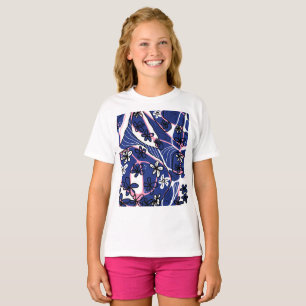 Maximalistisk blomster Neuro Art - Blå Rosa Vit T Shirt