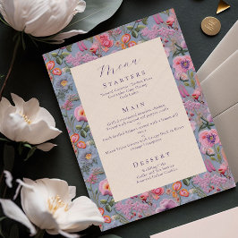 Maximalistisk botanisk broderad bröllop meny