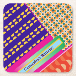 Maximalistisk födelsedag Upprepande Mönster färgst Underlägg Papper Kvadrat