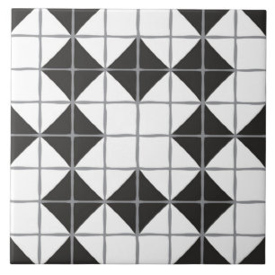 Maximalistisk geometrisk panel Mönster (svartvitt Kakelplatta