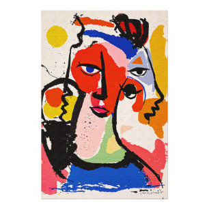 Maximalistisk Picasso-inspirerad geometrisk målnin Fototryck