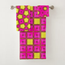 Maximalistisk Rosa Lemonade Geometric Towel Set