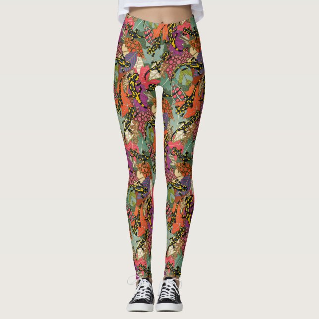 maximalistisk salamander skog leggings (Framsida)
