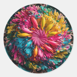 Maximalistisk, utskrivbar, elektronisk Abstrakt, f Runt Klistermärke