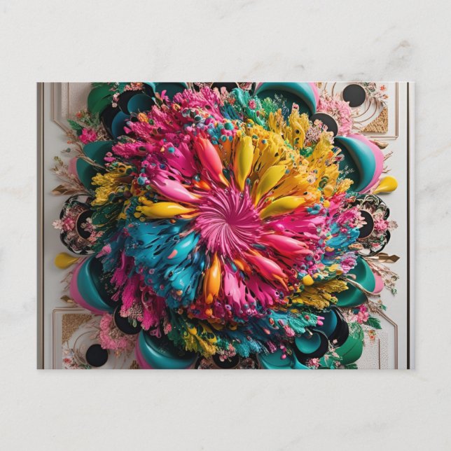 Maximalistisk, utskrivbar, elektronisk Abstrakt, f Vykort (Framsida)