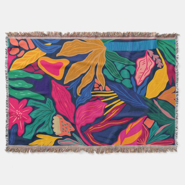 Maximalistiskt starkt färgat blommönster vintern filt (Framsidan)