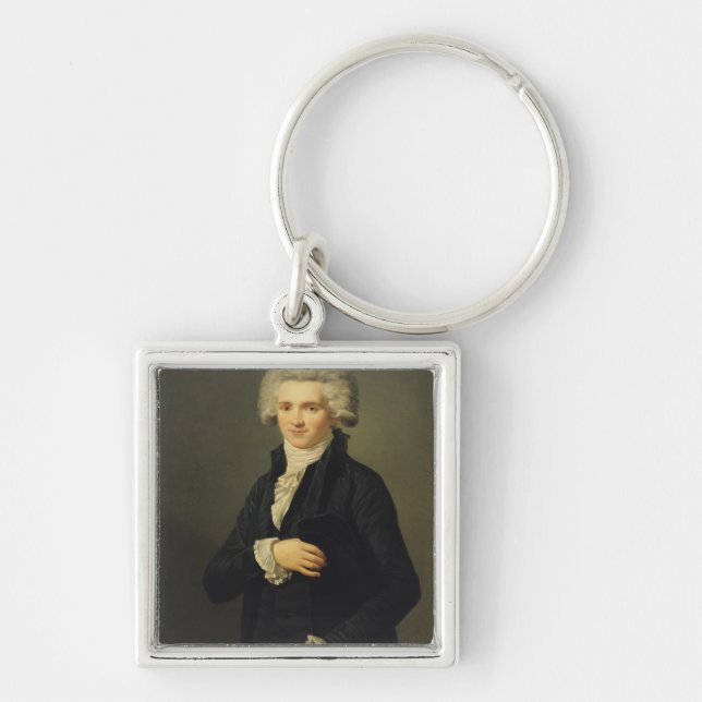 Maximilien de Robespierre 1791 Fyrkantig Silverfärgad Nyckelring (Framsidan)