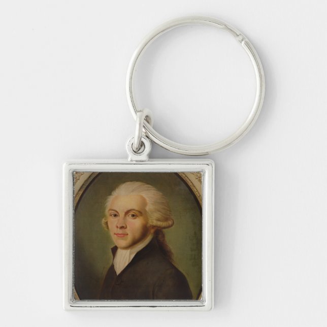 Maximilien de Robespierre c.1793 Fyrkantig Silverfärgad Nyckelring (Framsidan)