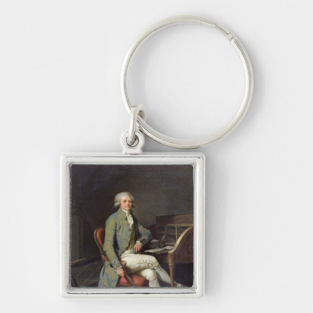 Maximilien de Robespierre Fyrkantig Silverfärgad Nyckelring (Framsidan)