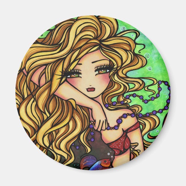 ’Maxine’ Sjöjungfru Beta Fish Fantasy Fairy Art Magnet (Framsidan)
