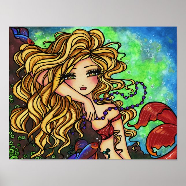 ’Maxine’ Sjöjungfru Beta Fish Fantasy Fairy Art Poster (Framsidan)