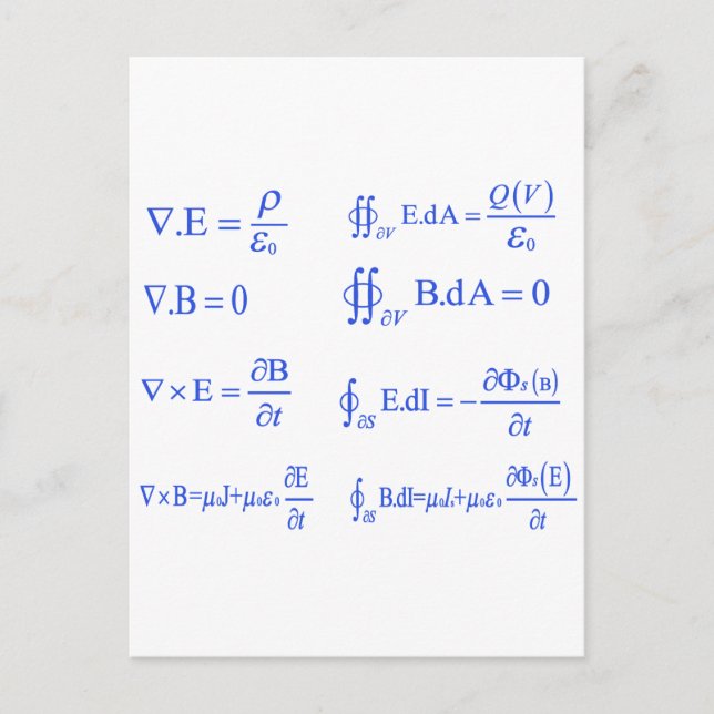 maxwell fysics equation vykort (Framsida)