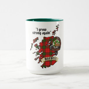 Maxwell Klan Badge & Tartan Karta of Scotland Gian Mugg