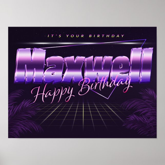 Maxwell Name Vorname lila retro Poster Geburtstag (Framsidan)