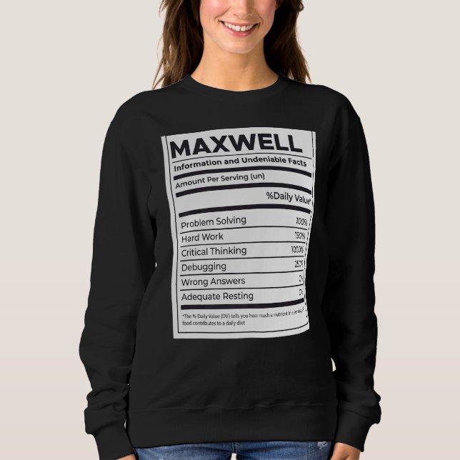 Maxwell Nutrition Information Problem med att lösa T Shirt (Framsida)