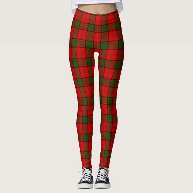 Maxwell-tartan röd grön rutig leggings (Framsida)