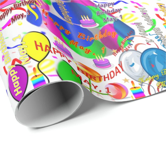 May, 1 Birthday Gift Wrapping Papper Presentpapper (Rullad Hörn)