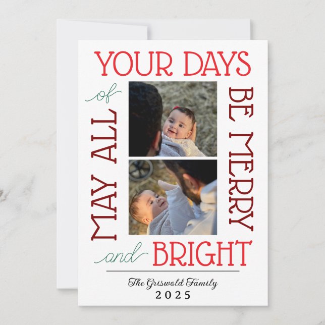 May All Your Days Be Merry & Bright Card Julkort (Framsida)