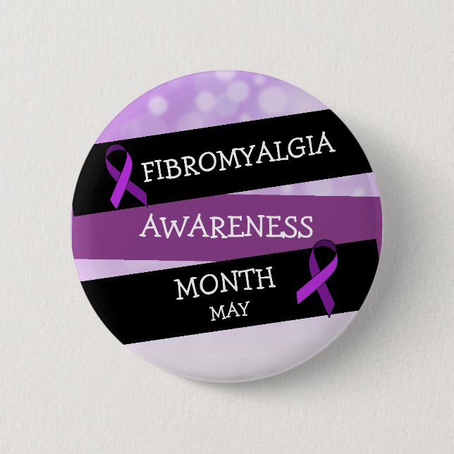 May är Fibromalgia Awareness Month Button Knapp (Framsida)