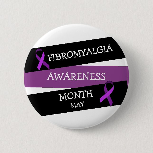May är Fibromalgia Awareness Month Button Knapp (Framsida)