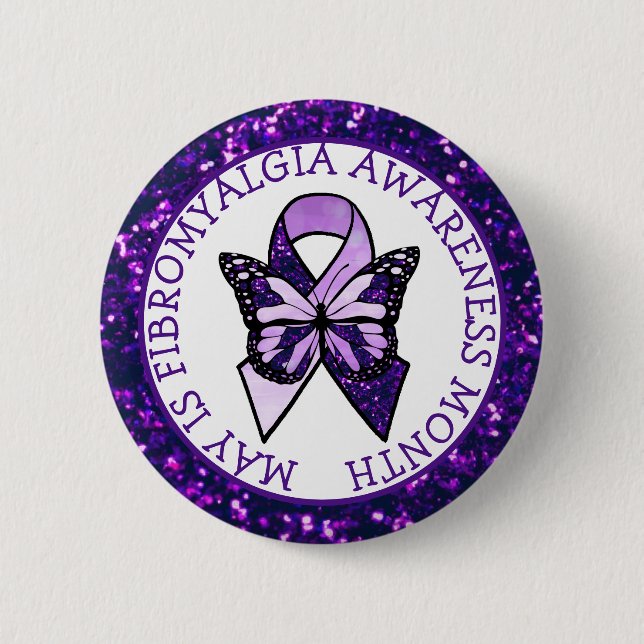 May är Fibromyalgia Awareness Month Knapp (Framsida)