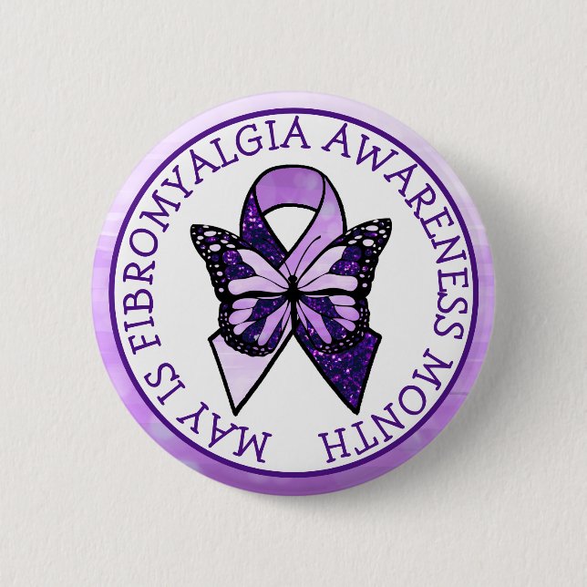 May är Fibromyalgia Butterfly Awareness Month Knapp (Framsida)