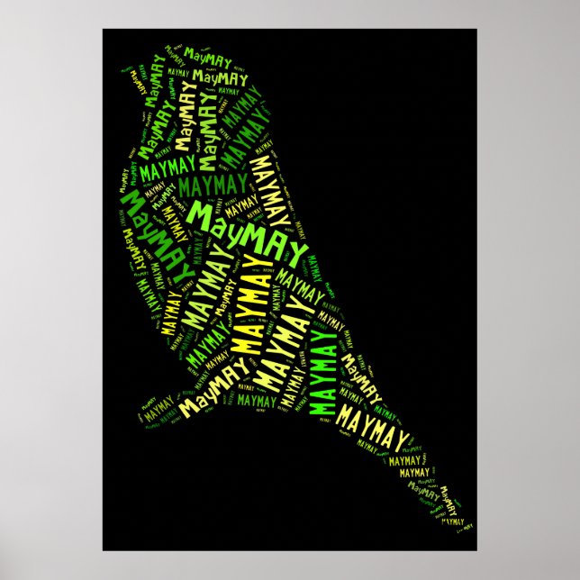 May Bird Ord Cloud Black Grönt Typography Poster (Framsidan)