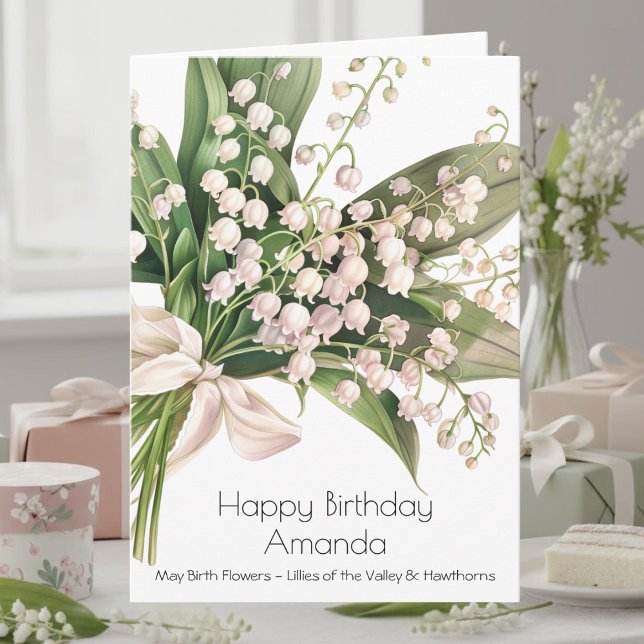 May Birth Flower Birthday Card | Lily of the Valle Kort (Skapare uppladdad)