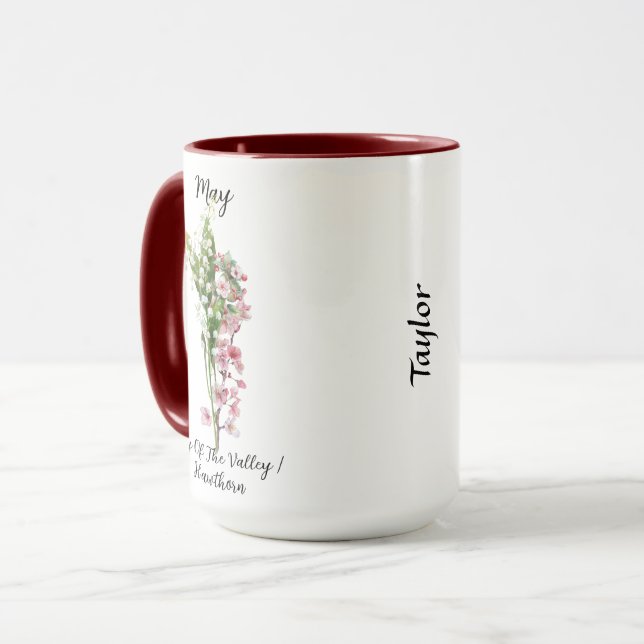May Birth Flower Lily of the Valley and Hawthorn Mugg (Framsida vänster)