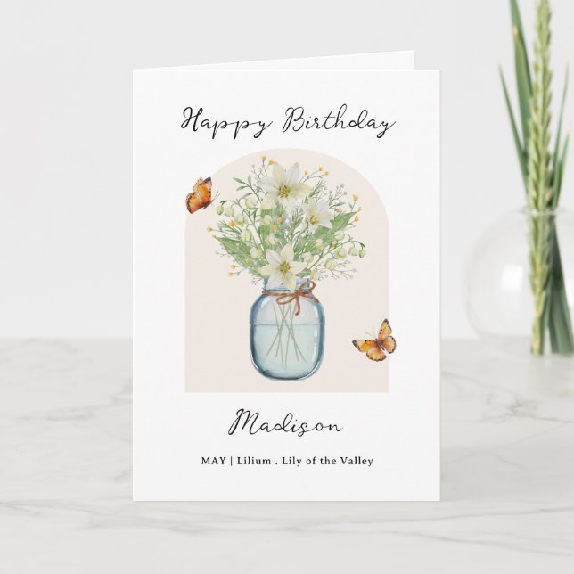 May Birth Month Flower Birthday Kort (Framsida)