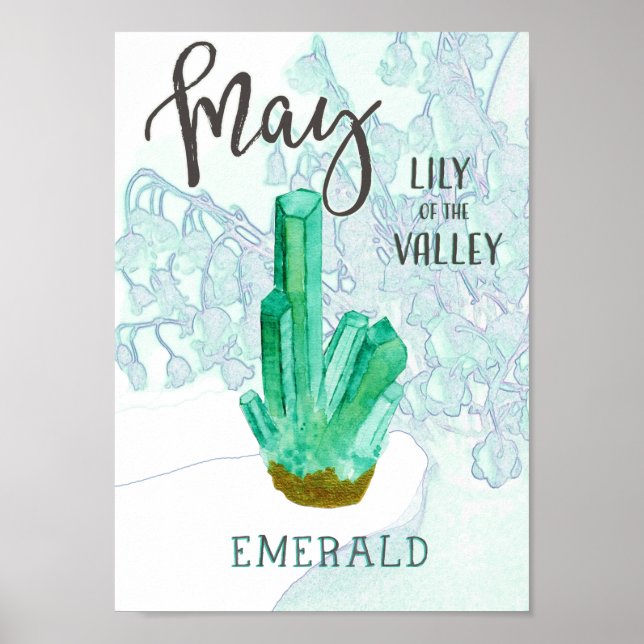 May Birthday Emerald and Lily of the Valley Poster (Framsidan)