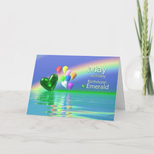 May Birthday Emerald Heart Kort