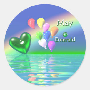 May Birthday Emerald Heart Runt Klistermärke