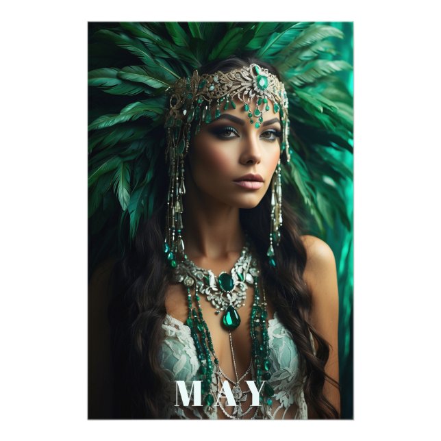 *~ MAY BIRTHDAY EMERALDS AP53 Boho Goddess Fototryck (Framsidan)