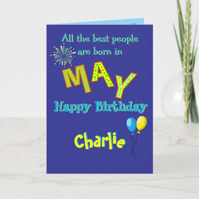 May Birthday Folded Greeting Card Kort (Framsida)