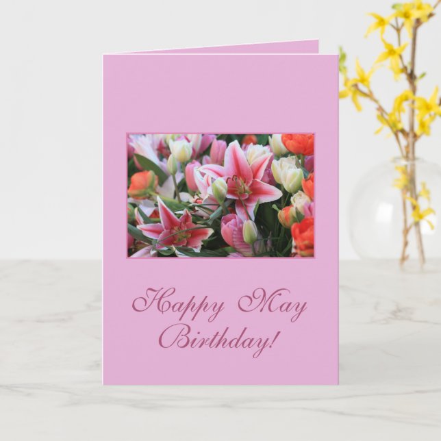 May Birthday Lily Birth Month Flower Kort (Gul blomma)