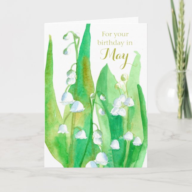 May Birthday Lily of the Valley Flowers Kort (Framsida)