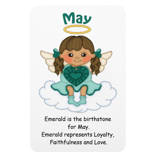 May Birthstone Angel Brunette Premium Magnet (Vertikal)