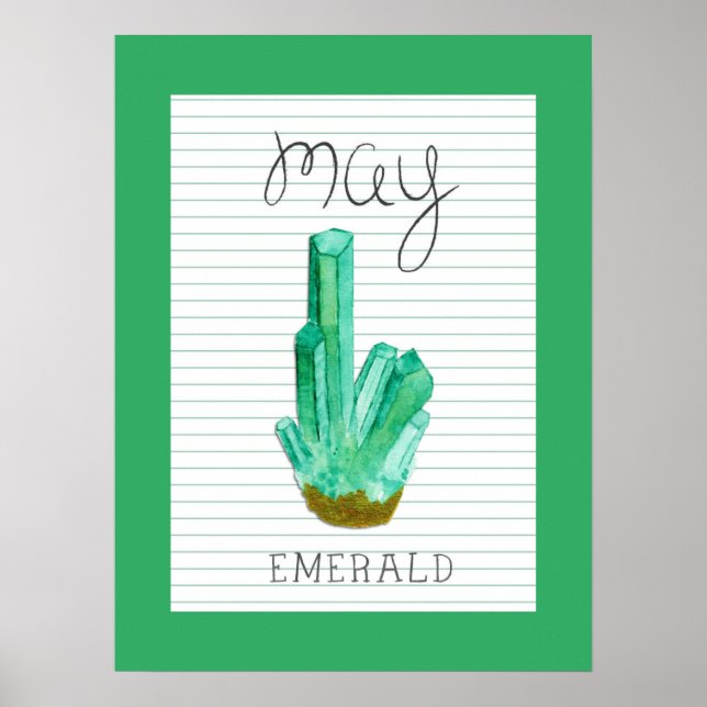 May Birthstone Emerald 18x24 Artwork Poster (Framsidan)
