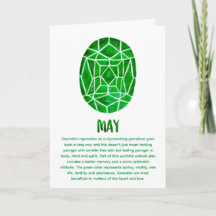 May Birthstone Emerald Birthday Watercolor Card Kort