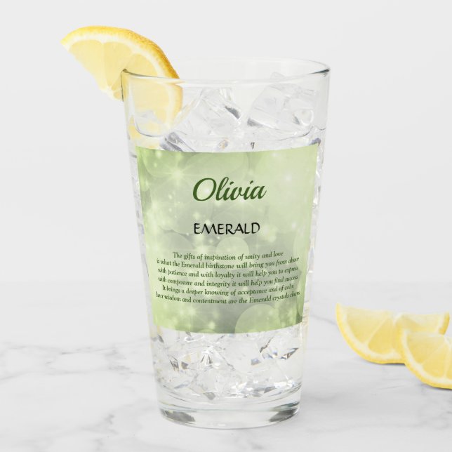 May Birthstone Emerald-design Glaskopp (Framsida Ice)