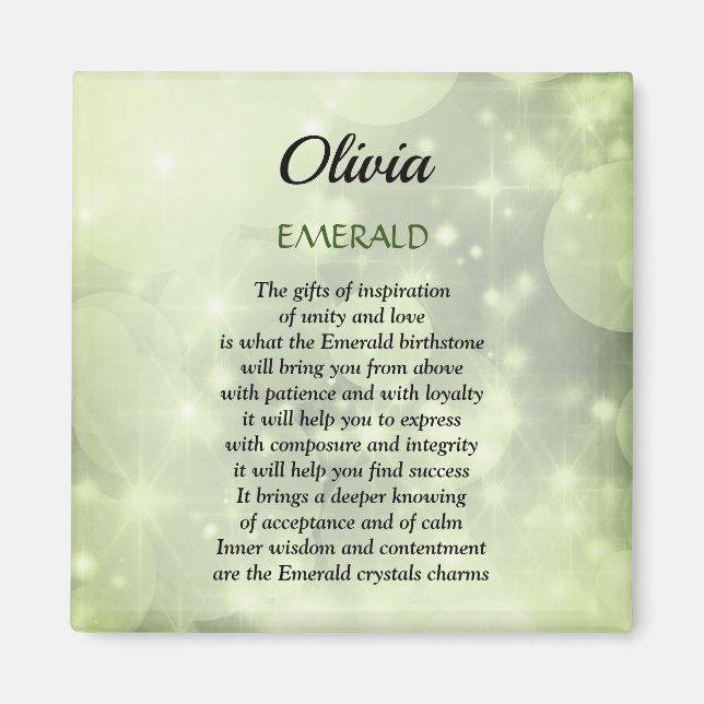 May Birthstone Emerald-design Magnet (Framsidan)