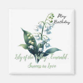 May Birthstone Emerald Lily i Valley Magnet