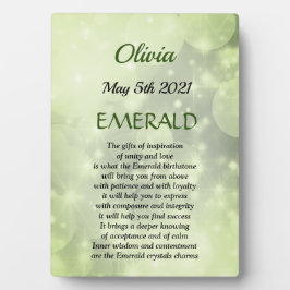 May Birthstone Emerald Tabletop Plaque med Easel