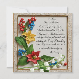 May Blommars Hawthorn and Lily of the Valley Julkort