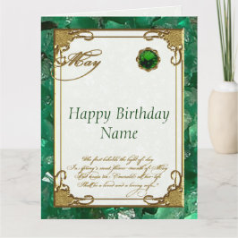 May Emerald Birthstone Birthday 8.5x11 Kort