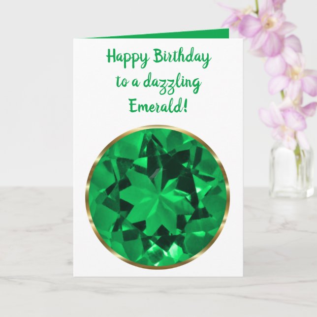 May Emerald Birthstone Birthday Card Kort (Orkide)