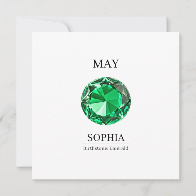 May Emerald  Personalized Birthday Card Kort (Framsida)