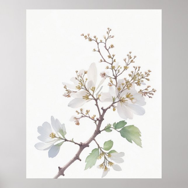 May Hawthorn Birth Flower Poster (Framsidan)