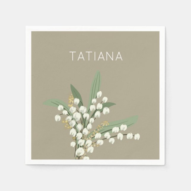 May Lily of the Valley Blommigt Bouquet Custom Nam Pappersservett (Framsidan)